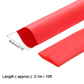 sourcing map Heat Shrink Tubing, 20mm Dia 2:1 Heat Shrink Wrap Cable Sleeve Heat shrink Tube 3.1m Red