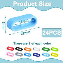 24 PCS Watch Band Loops Set, 22 Mm Multicolored Replacement Watch Strap Loop Oval Magic Band Safety Clips, Watches Accessories Suitable for Sport Watches Smartwatch