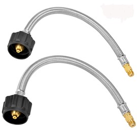 Stanbroil 2PCS 12" RV Stainless Steel Braided Propane Pigtail Hose for 2-Stage Auto Changeover Regulator, Type 1 Connection with 1/4" Male Inverted Flare