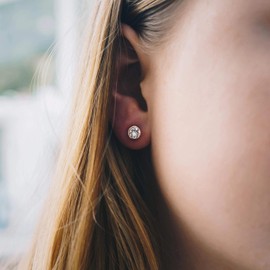 Philip Jones Rose Gold Plated 6mm Magnetic Clip On Earrings Created with Zircondia® Crystals