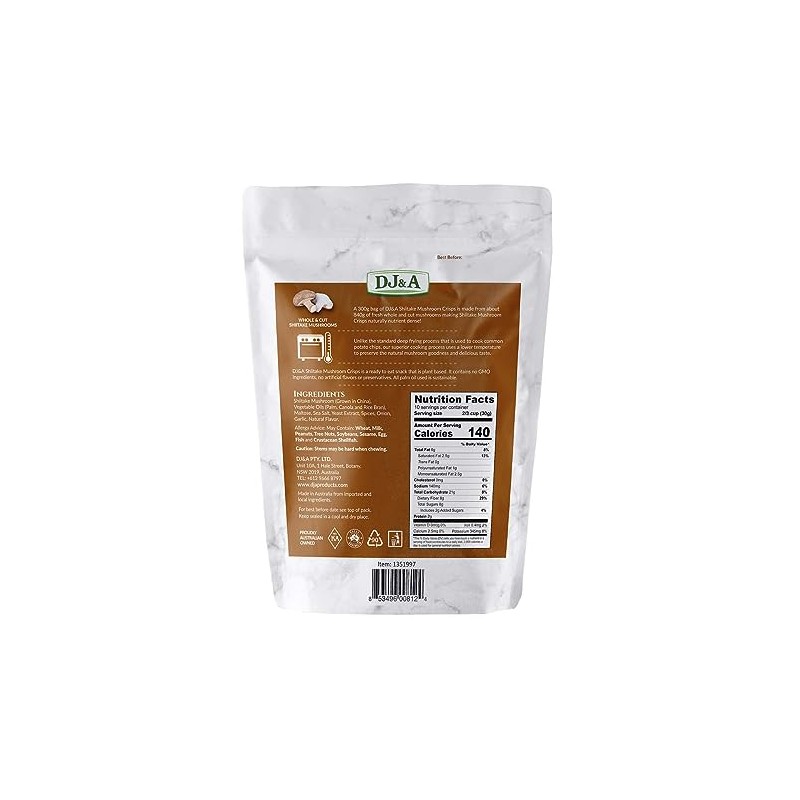DJ&A Shiitake Mushroom Crisps - Lightly Cooked and Seasoned 10.28