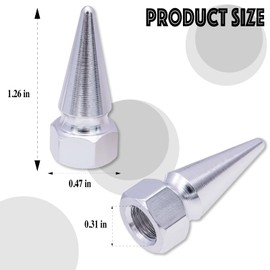 MEAJOO 4PCS Spiked Shape Tire Valve Stem Caps, Aluminum Car Air Stem Cap, Universal Dustproof Tire Valve Stem Covers for Cars, SUV, Trucks, Bikes, Motorcycles, Bicycles(Silver)