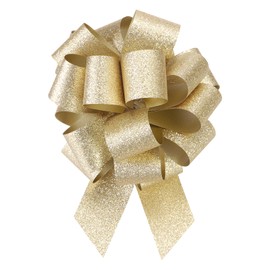MECCANIXITY 10pcs 8" Glitter Car Large Pull Bow Gift Wrapping Bow for Christmas Flower Presents Birthday Wedding Car, Gold