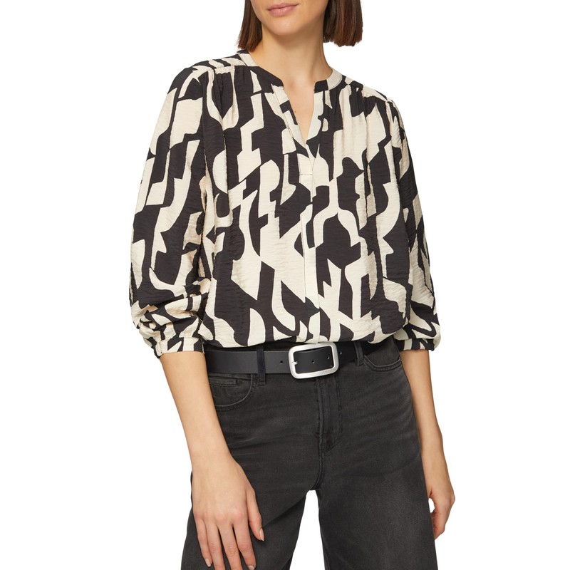 s.Oliver Leather Belt with Rectangular Frame Clasp and Logo Details,