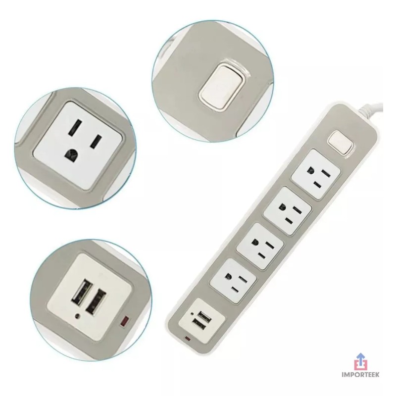 Importeek Multicontacto Supresor Picos Barra Escritorio Cargador Usb