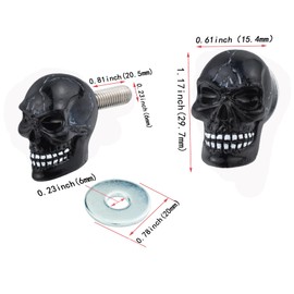 Abfer 4PCS License Plate Screws Skull Shape Car Plates Fasteners Anti-Theft Screw Bolt Kit Fit for Most Trucks Motorcycles Vehicle Cars (Black)