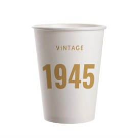SharkBliss Vintage 1945 80th Birthday Party Cups, 20 Pack 9oz Gold Vintage 1945 Disposable Paper Beverage Party Cups for His Her Eighty 80th Birthday Party (1945 Gold)