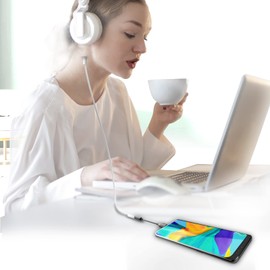 3.5mm to USB C Jack Audio Cable Connector(2Pack)DAC Headphone Adapter Type AUX Cord Dongle Splitter Extension Compatible for LG Galaxy S20 21 9 Z Flip3 FE Ultra Note10 I pad Pro Air4 2020 2021