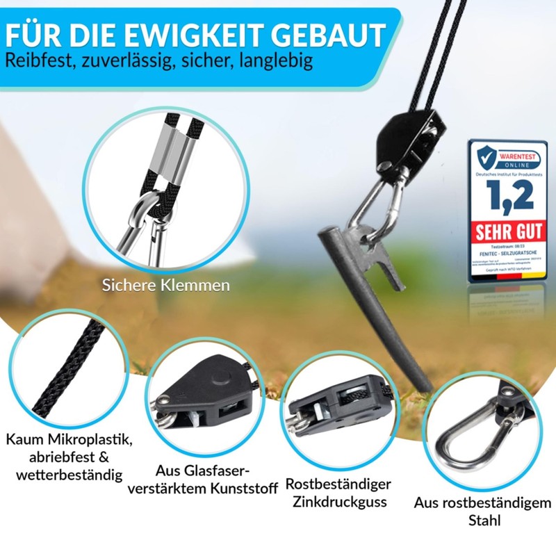FENITEC 2 x Rope Ratchet 68 kg, 2.4 m, 4