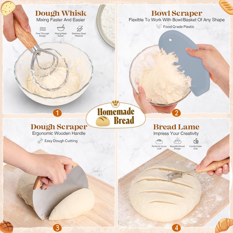 Sourdough Starter Kit, Sourdough Bread Baking Supplies, Bread Proofing Basket,
