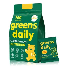 DYDUON Greens Gummies, Daily Greens Gummies with Organic Chlorella and Spirulina, Digestive & Gut Health, Low Sugar, Formulated with 60+ Ingredients, Individual Packets,160 Gummies Bear
