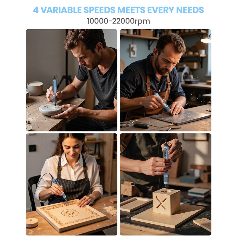 Schtumpa Corded Rotary Tool 18V, 4 Variable Speed, 10000-22000Rpm Power