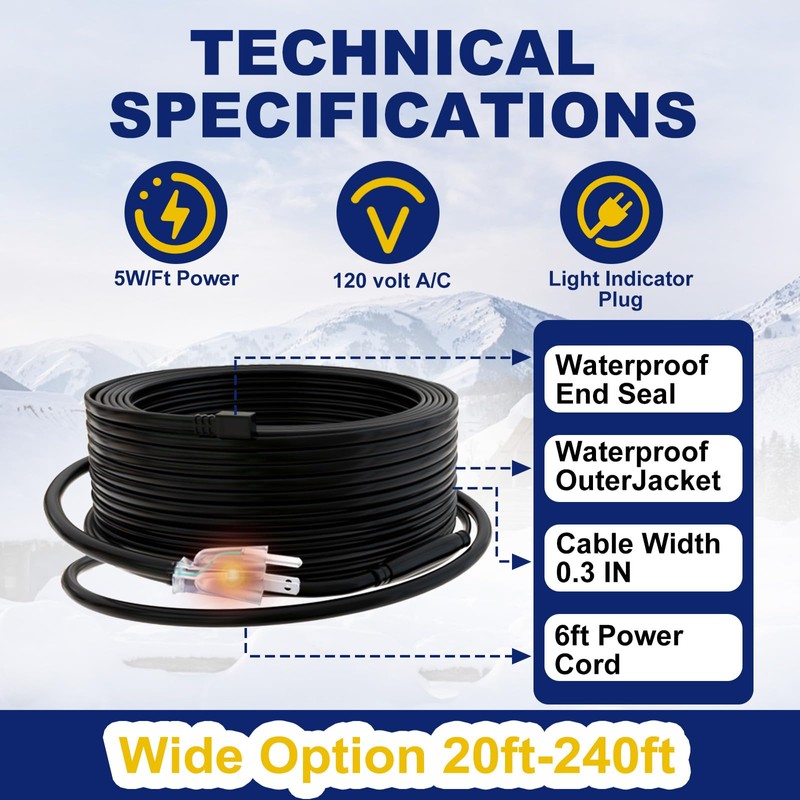 HEATIT HIRD 80 feet Roof & Gutter Snow De-Icing Kit,