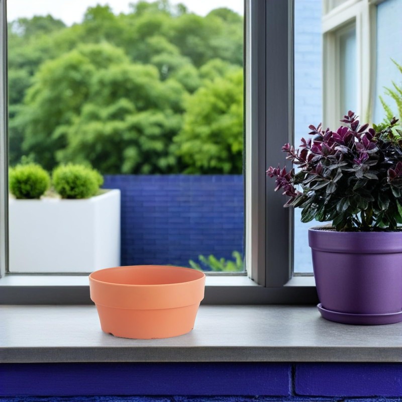 Lurrose 3pcs Japanese Style round Plastic Flower Pots Imitation Clay