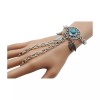 Unbranded Women Silver Metal Hand Chain Bling Bracelet Connected Ring