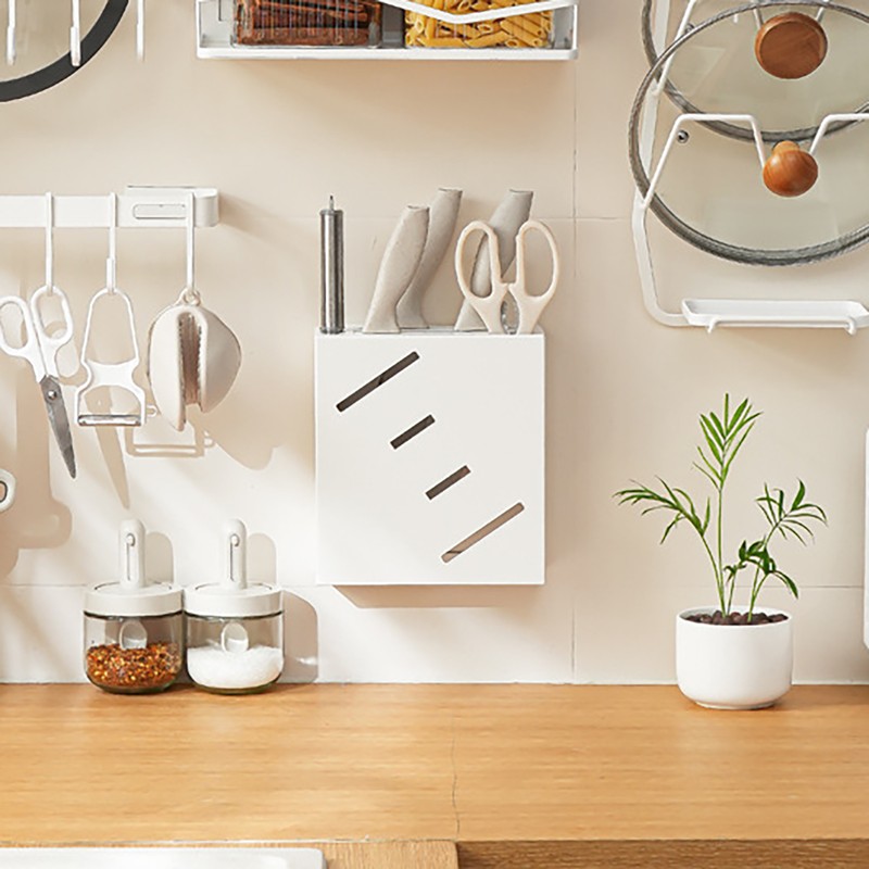 Wall Mounted Knife Holder Kitchen Stainless Steel Multifunctional Storage Rack