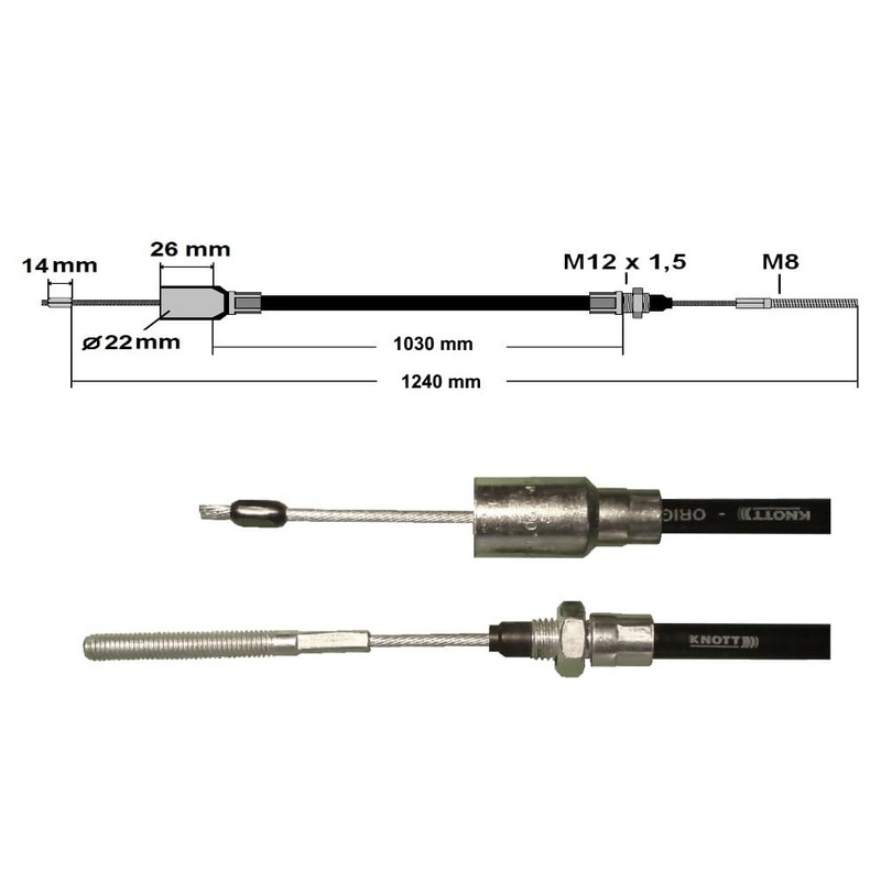Knott 1 x Brake Cable 33921-1.11 Case Length: 1030 mm