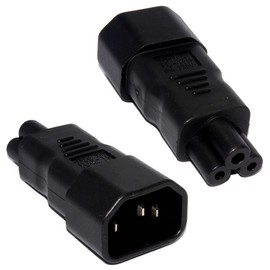 kenable 3 Pin IEC Socket C14 to Cloverleaf Plug C5 Adapter Up To 250V Black