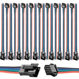 VONVOFF 4pin JST SM Connector,Micro Male and Female JST Connector Adapter Plug,Red Black Terminal Connector Cable with 15CM 20AWG Wire for LED Light Strip,10Pairs