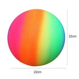 PVC Rainbow Playground Balls, Rainbow Sport Balls for Kids Adult，Gym for Indoor and Outdoor Games with Hand Pump，Kickball Football Softball Kids Ball Exercises，Rubber Bouncy Inflatable Balls