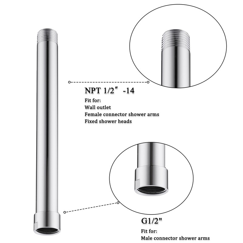 Shower Arm Extender, BSTIIU 8 Inch Shower Head Extension Arm,