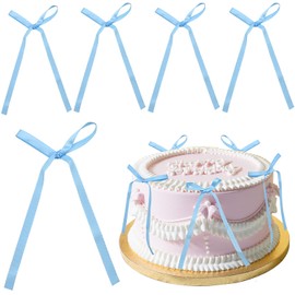 ADQUATOR Kuchendekoration mit blauer Schleife, Schleife, Bänder, für Kuchen, Dessert, schwarze Kuchendekorationen für Babyparty, Kindergeburtstag, Hochzeit, Party, Jahrestag, 10 Stück