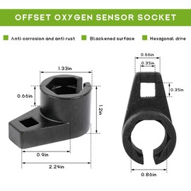 JUSTTOP Offset Oxygen Sensor Socket, 3/8-Inch Drive by 7/8-Inch 22 mm 6-Point O2 Oxygen Sensor Socket, Heavy Duty O2 Sensor Offset Wrench Puller Wire Gate Accesses Sensor from Side