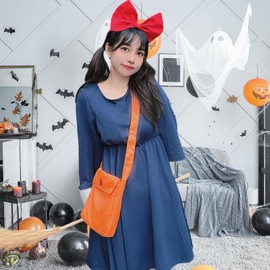 Formemory 160 Witch Dress for Cosplay, Witch, Children, Halloween Costume, Popular Costume, Girls, Navy Blue, Bag, Cute, Children's Cultural Festivals, Events, School Festivals, New Year's Party, End