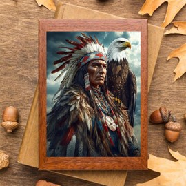 MOER SKY 5D Native American Diamond Art Kits for Adults 12x16 Inch DIY Round Full Drill Indians Diamond Paintings Gem Art for Beginners Home Wall Decor