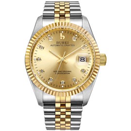 BUREI Luxury Automatic Watches for Men Analog Date Waterproof Wrist Watches with Adjustable Stainless Steel Band and Bracelet Set