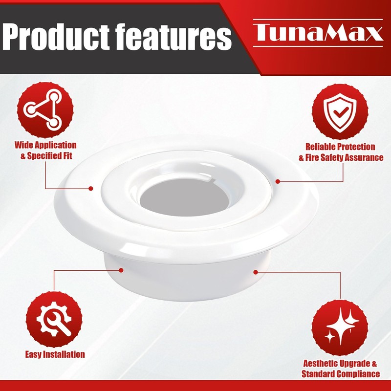 TunaMax (6 Pack) 1/2" IPS Fire Sprinkler Escutcheons 3/4" Adjustment
