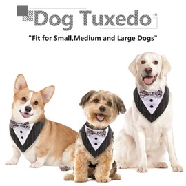 Kuoser Breathable Dog Bandana for Large Dogs - Dog bow tie,Dog tuxedo adjustable Neck Scarf for Weddings, Birthdays, and Parties - Fits Medium to Large Dogs with Maximum Neck Circumference of 60cm