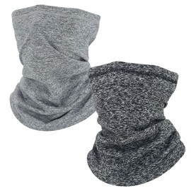SKHAOVS Pack of 2 Unisex Neck Warmers, Multifunctional Scarf, Wind-Resistant Neck Warmer, Ultra Soft Elastic Bandana, Face Mask, Dark Grey and Light Grey, Winter Loop Scarf for Cycling, Jogging (Pack