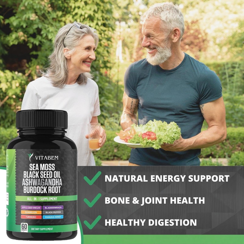 Sea Moss Black Seed Oil Ashwagandha Turmeric Bladderwrack Burdock Root