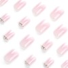 Ceboic Pack of 24 Glue-On Nails, Short Square Pink White