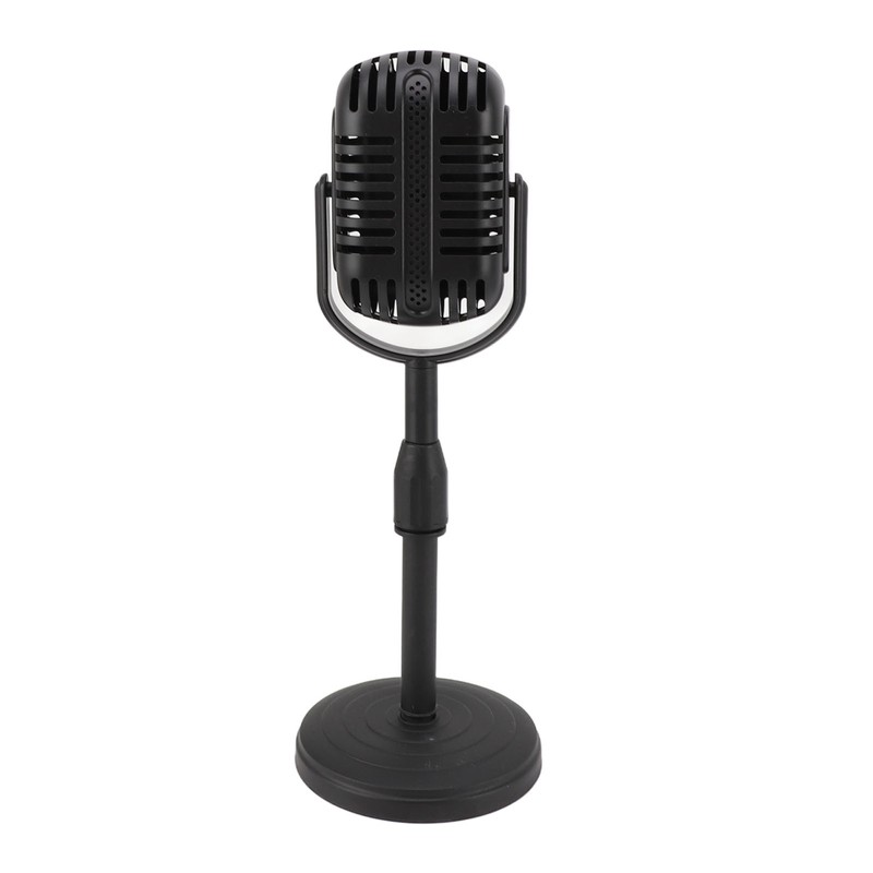 Antique Microphone Decor with Stand Black Realistic Lightweight Retro Microphone