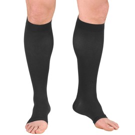 Truform 20-30 mmHg Compression Stocking for Men and Women, Knee High Length, Open Toe, Charcoal, 3X-Large