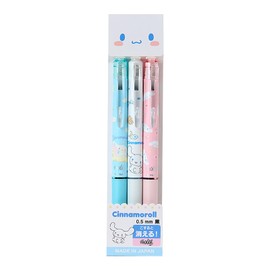 Sanrio (SANRIO) FriXion Ball Knock 3-Pack, Cinnamoroll, Polycarbonate, Ball Diameter: 0.5mm, Color: Black, Knock-Type, 769614
