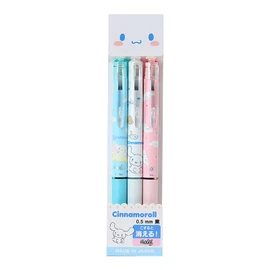 Sanrio (SANRIO) FriXion Ball Knock 3-Pack, Cinnamoroll, Polycarbonate, Ball Diameter: 0.5mm, Color: Black, Knock-Type, 769614