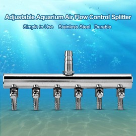 Aquarium Air Distributor Air Flow Regulator Check Valve Aquarium Air Control Valve Stainless Steel Air Shut-off Valve Aquarium Air Pump Accessories for 4/8 mm Hose Air Pump (6 Way)