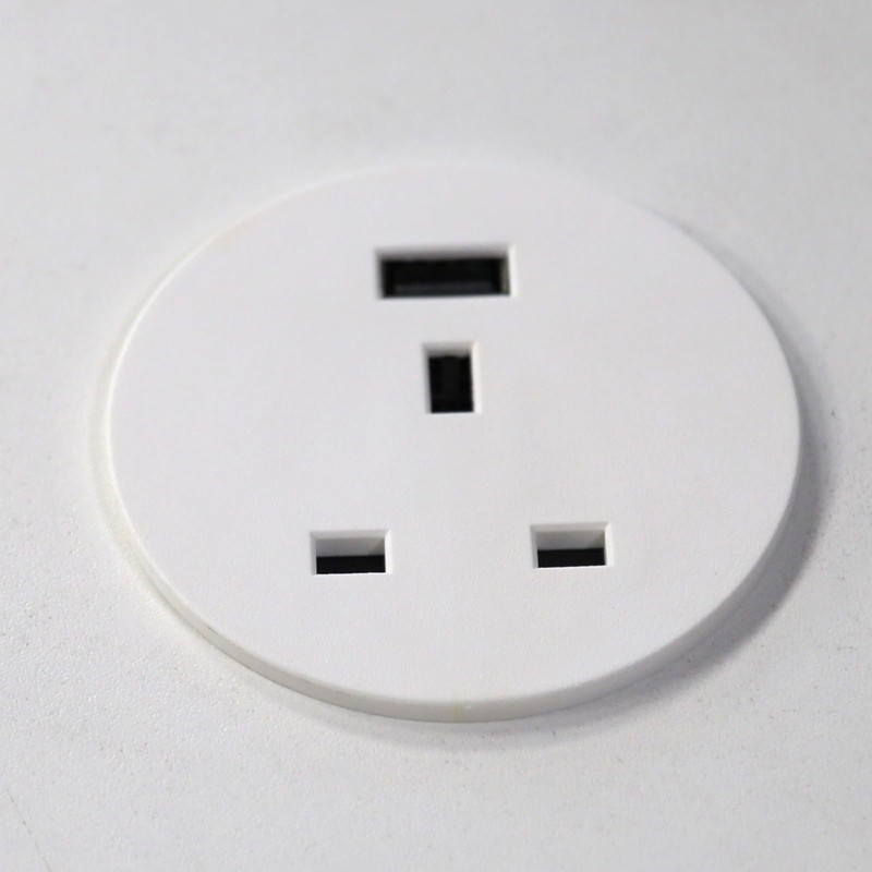 Office Desk Mount 60mm Grommet with UK Mains Power and