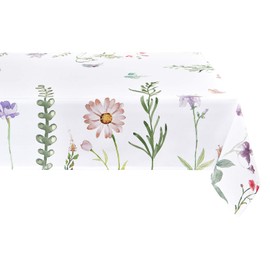 Sunm Boutique Watercolor Spring Flowers Tablecloth, 60 x 120 inch, Machine Washable Waterproof Table Cover for Easter Decor, Dining, Holiday, Parties