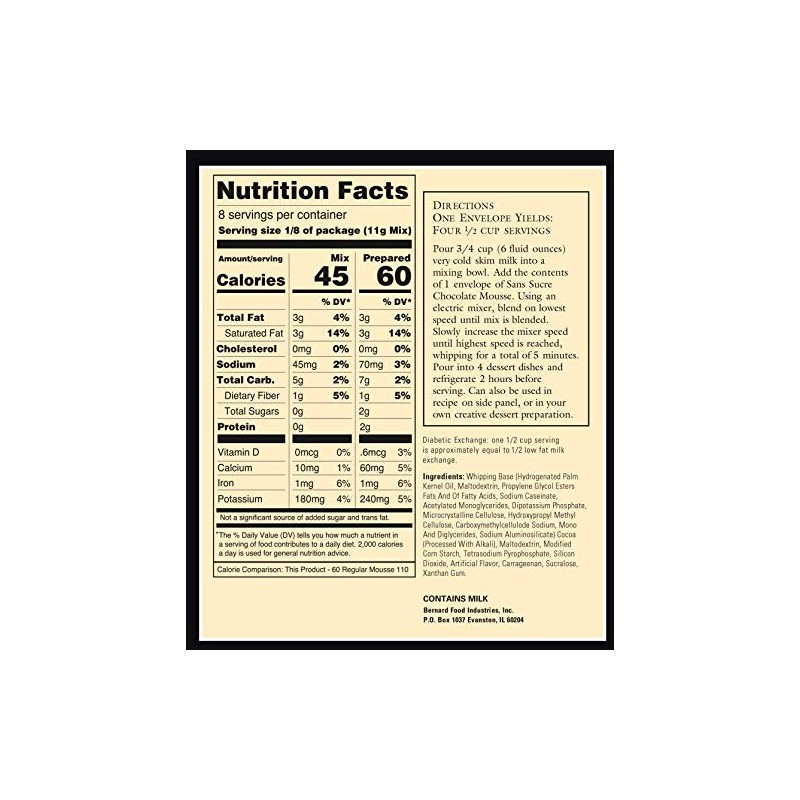 SANS SUCRE Chocolate Mousse Mix - Sugar Free and Gluten