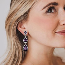 Clearine Ladies Beautiful Small to Large Triple Teardrop Crystal Dangle Stud Earrings, Zinc, No Gemstone