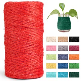 JeogYong Jute Twine String 2mm 328 feet Thick 3-Ply Natural Jute Rope Hemp Twine for Crafts Gift Wrapping Packing Gardening Wedding and Christmas Decorations (Red)