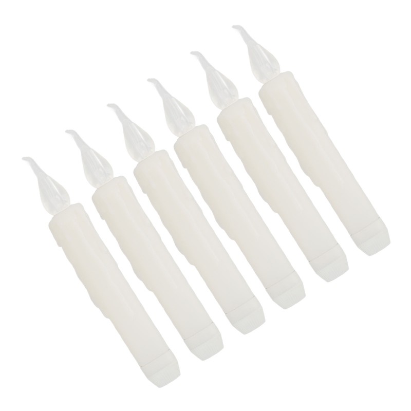 6 Pcs LED Taper Candles Smokeless Reusable Warm Light Long