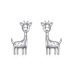 Giraffe Earrings Sterling Silver Cute Animal Stud Earrings Animal Jewellery Gifts for Women Girls, Sterling Silver, Cubic Zirconia