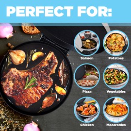 Courant Pizza Maker 12-inch Pizzas Machine, Newly improved Cool-touch Handle Non-Stick plates Pizza oven & Calzone Maker, Electric Countertop Oven for Home or School, 12” Indoor Grill/Griddle, Gray