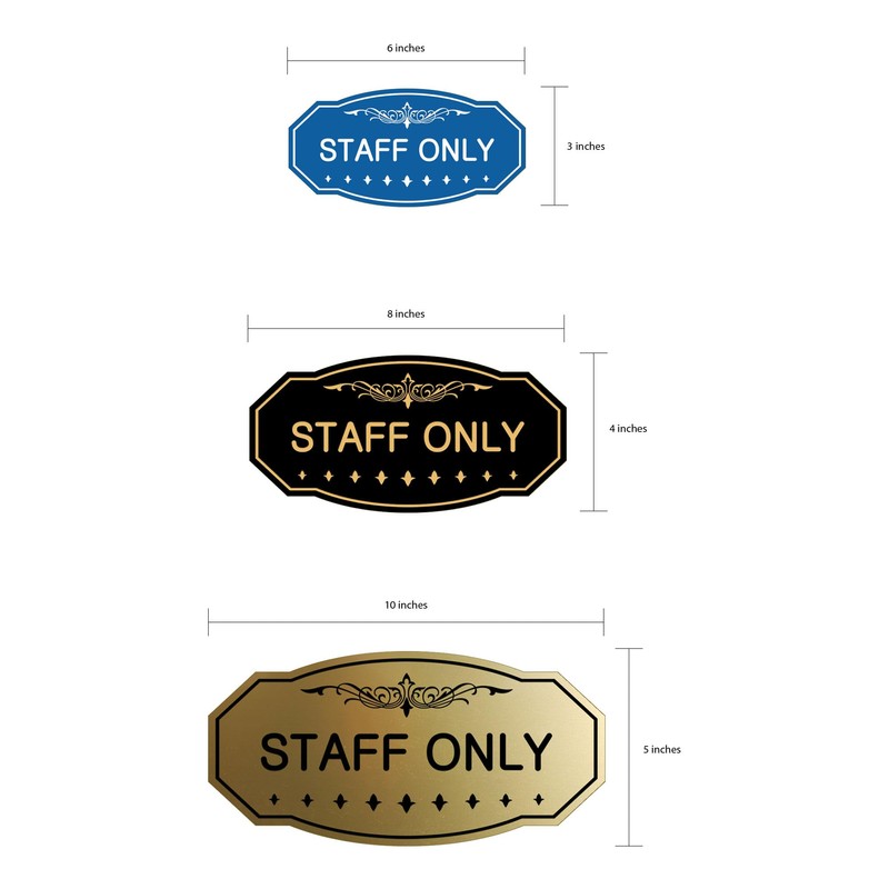 Signs ByLITA Victorian Staff Only Sign (Brushed Gold) - Large