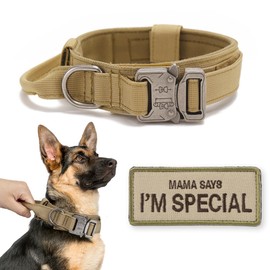 AUTOWT Tactical Dog Collar, Adjustable Military Training Nylon Dog Collar with Breathable Soft Padded, Thick Pet Collars Heavy Duty Metal Buckle with Handle for Small Medium Large Dogs Walking